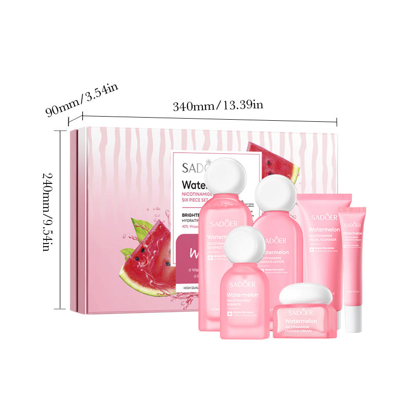 Full English Watermelon Niacinamide Six-Piece Set SADOER Moisturizing and Hydrating Set Box  Wholesale
