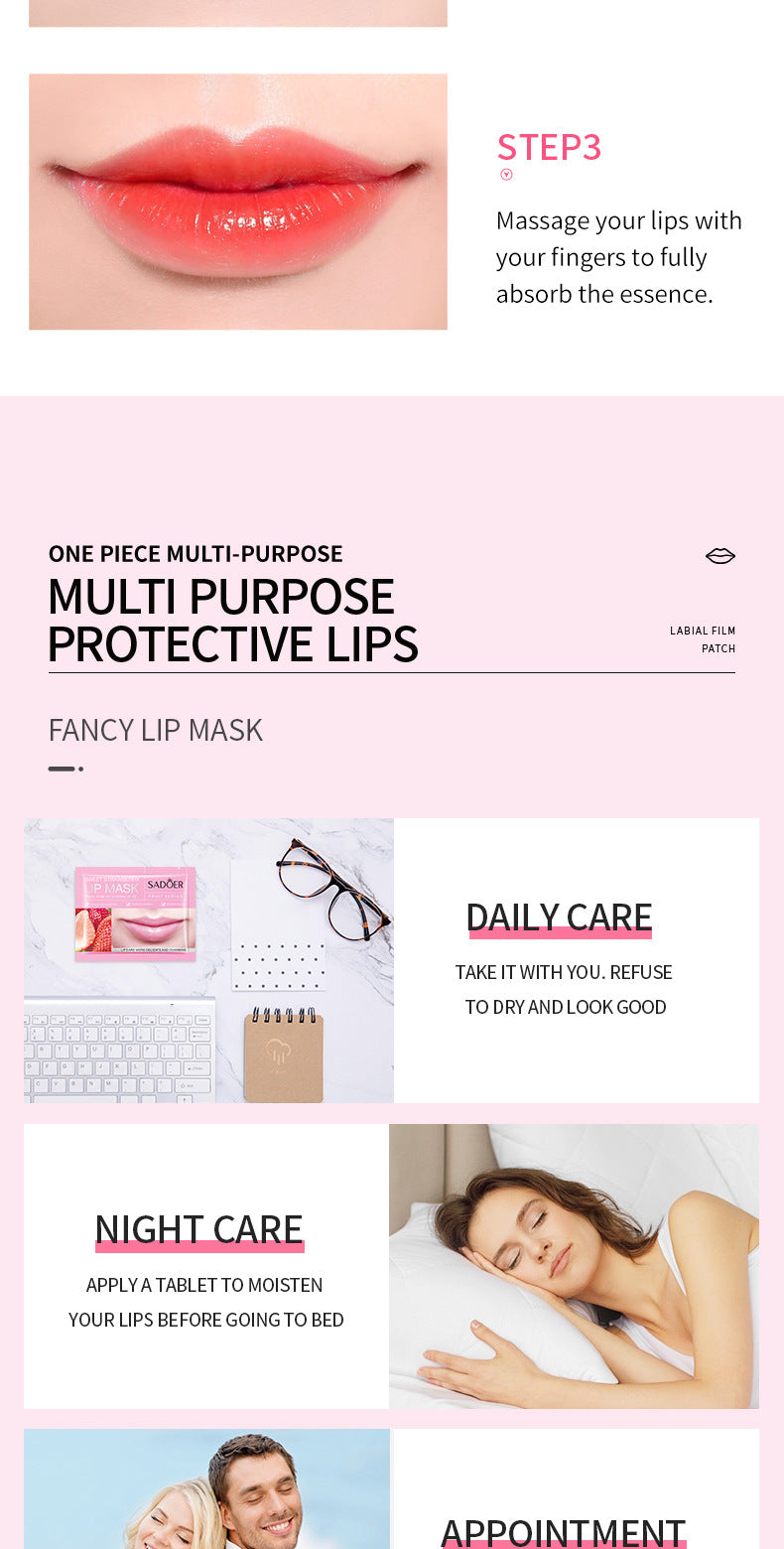 Cross-border Boxed Lip Mask8gx20slice Fruit Strawberry Moisturizing Care Moisturizing Lip Mask Foreign Trade Manufacturer Wholesale