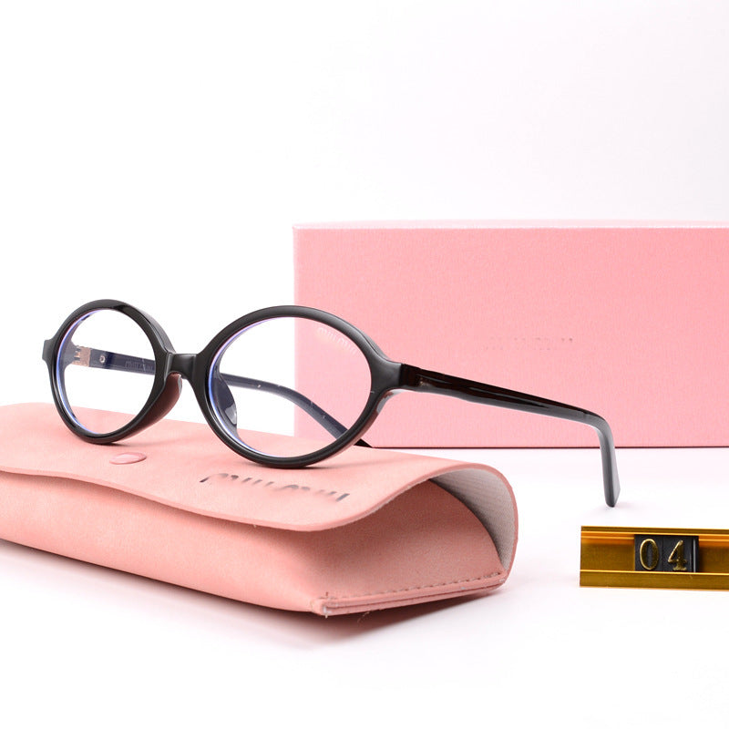 Jang Won-young Same Style Glasses Nerd Myopia Oval Small Frame Retro Sunglasses Leopard Print Korean Style No Makeup Retro