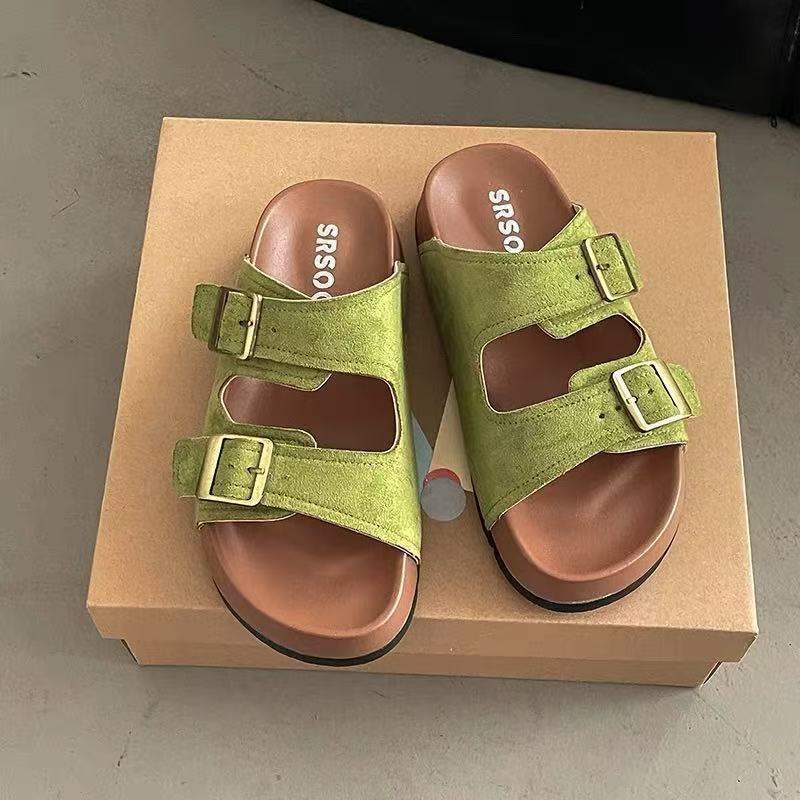 Platform Slippers Women's Summer Outerwear2025New Super Hot Beach Slip-On Yellow Birkenstock Sandals