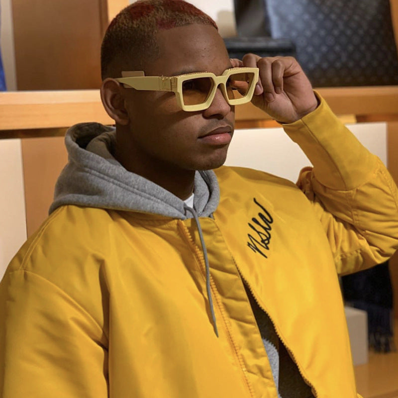 millionaire Large Square Frame Sunglasses for Women, Internet Celebrity Style, 0k Rich Driving Sun Protection Sunglasses for Men86229