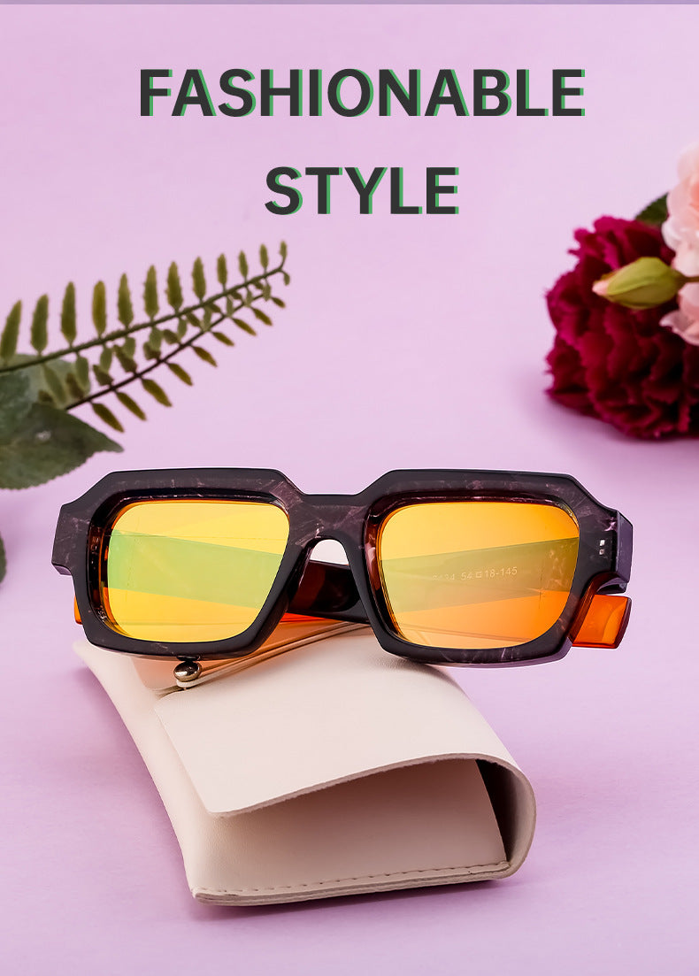 New Fashion Square Frame Sunglasses for Men and Women with a High-End Feel INS European and American style sunglasses outdoor glasses sglasses