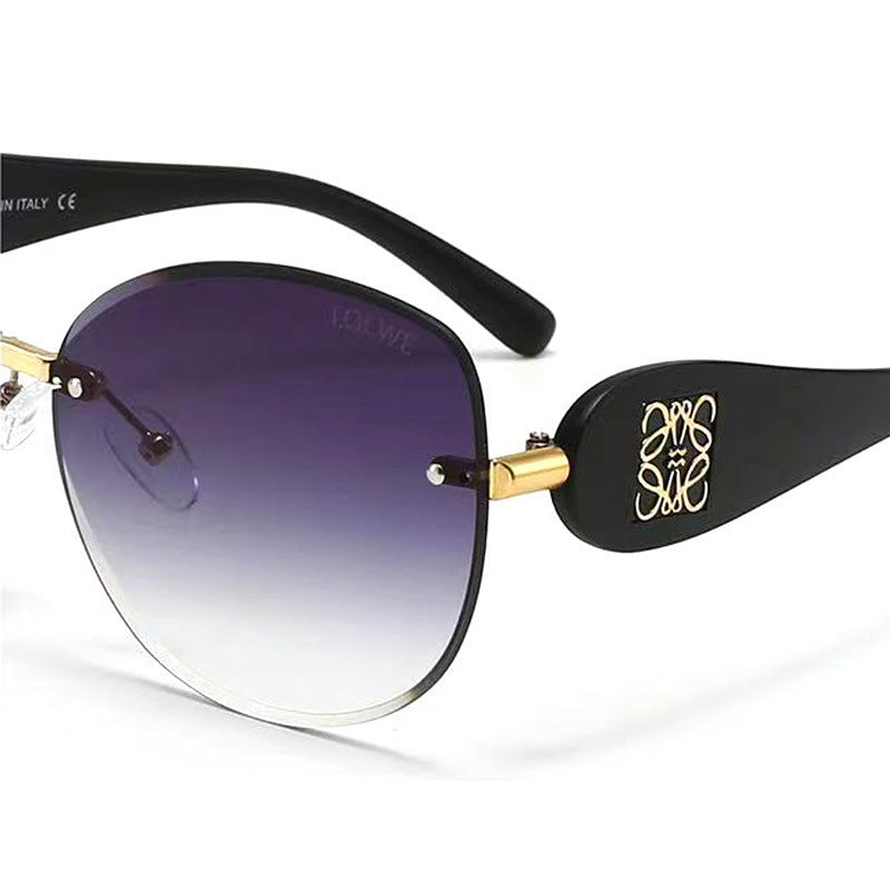 Cyberpunk Triangle Cat Eye Flat Glasses for Women Trendy High-End Round Face Slimming Hip-Hop Letter Disco Sunglasses