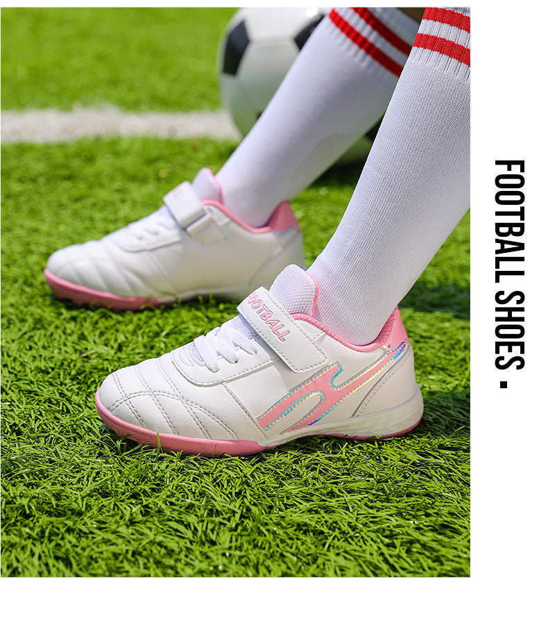 New football shoes for men and women with Velcro for children TF Broken Nail Style Youth Student Grassland Flat Training Shoes