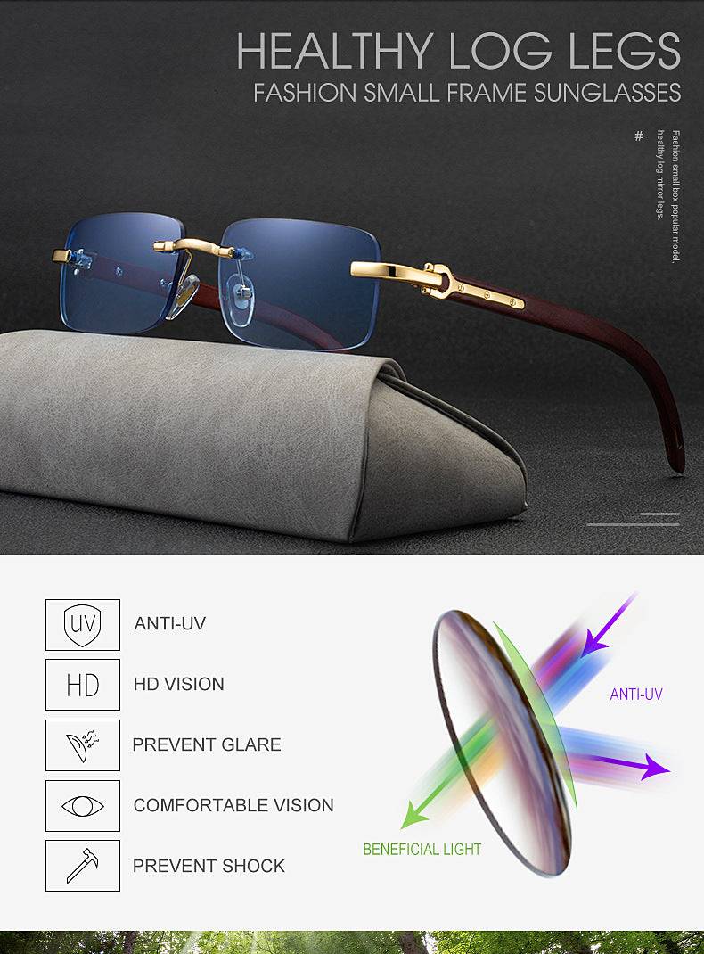 Fashion Sunglasses for Men New Frameless Wooden Leg Slingshot Sunglasses Optical Frame sunglasses