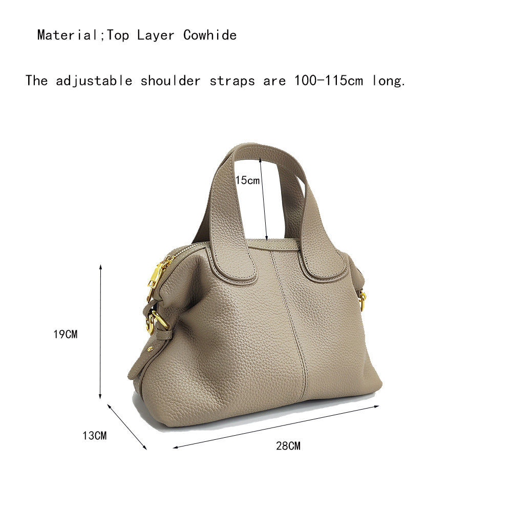 Guangzhou Bag High-End Genuine Leather Women's Bag Large Capacity Dumpling Bag Soft Top Layer Cowhide Handbag Single Shoulder Crossbody Bag