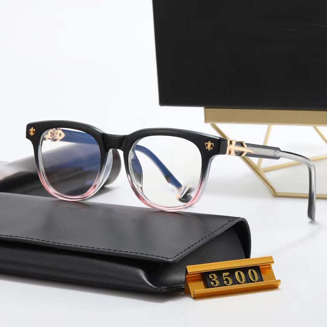 2024 New high-end brand design men's and women's square non-prescription glasses colorless clear Vintage3500