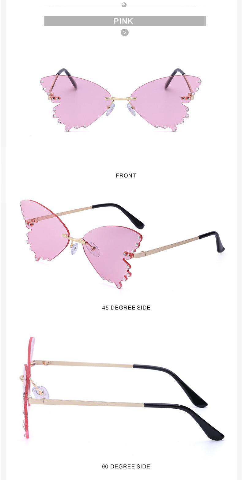 New Style Sunglasses for Women with Rhinestones Butterfly Sunglasses Trendy Personality Halloween Party Quirky Cool Glasses