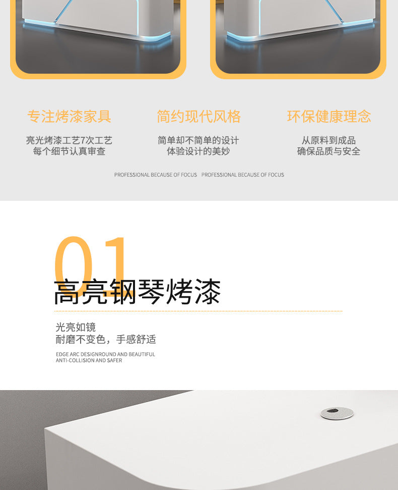 Company Front Desk Reception Desk In Stock Simple Modern White Lacquer Office Desk Bar Counter Beauty Salon Counter Cashier Desk
