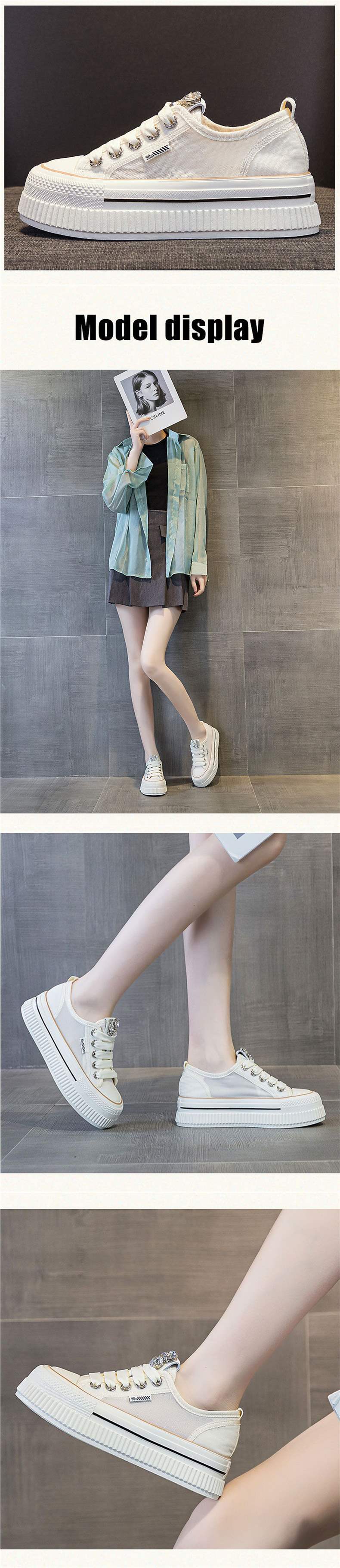 Korean style mesh breathable thick-soled white sneakers for women2025Summer new thin versatile rhinestone sports casual sneakers