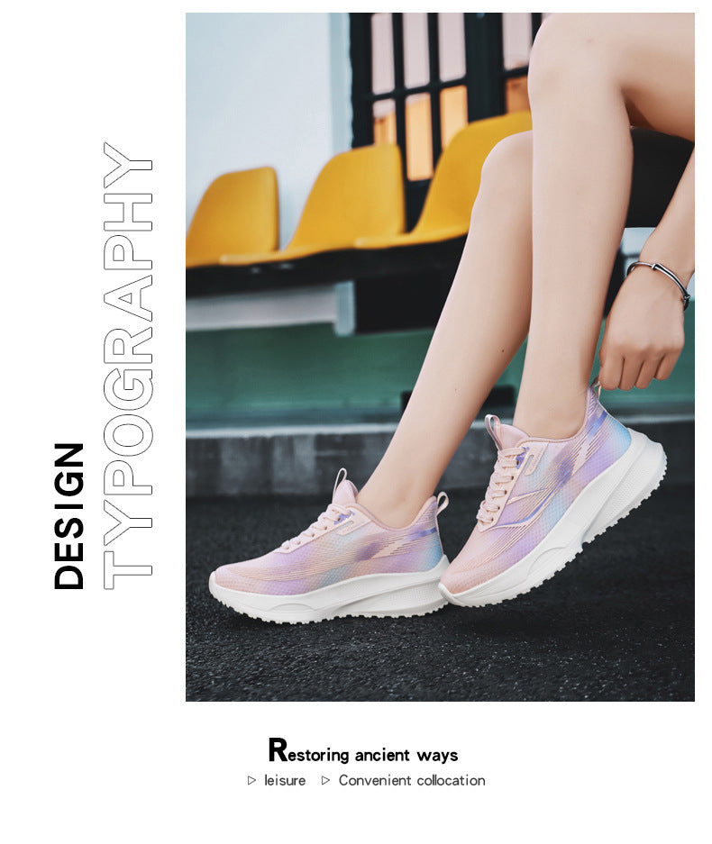 Autumn Women's Shock Absorption Lightweight Running Shoes Mesh Breathable Casual Shoes Non-Slip Popcorn Soft Sole Women's Breathable Comfortable