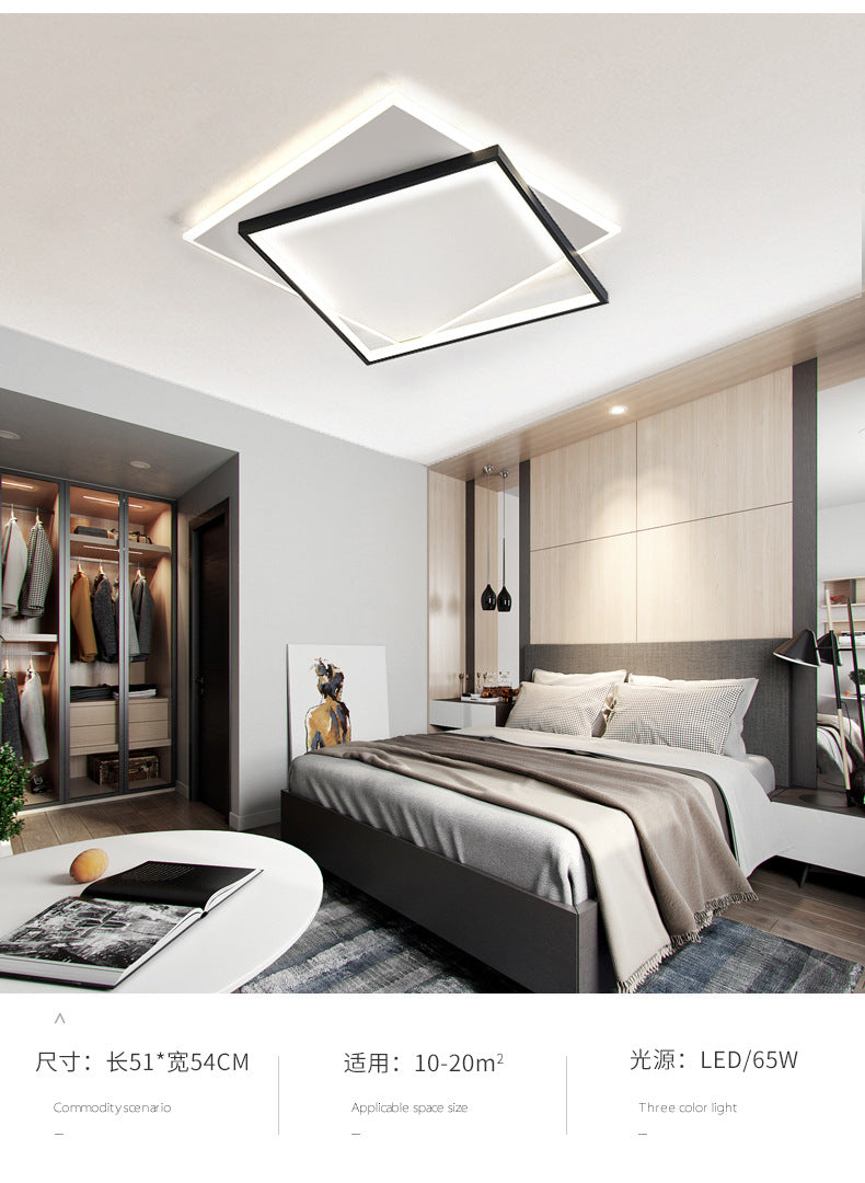 Nordic Living Room Lamp Rectangular Household Elegant Ceiling Lamp led Master Bedroom Lamp Iron Art Room Lamp Zhongshan Lighting