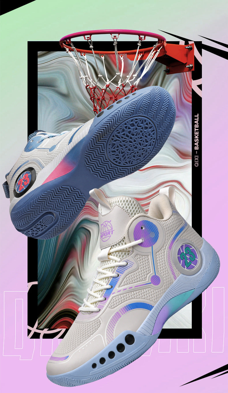 Spring Festival New Couple Casual Basketball Shoes Fashion Combat Boots Wear-resistant Shock-absorbing Campus Student Training Competition Sneakers