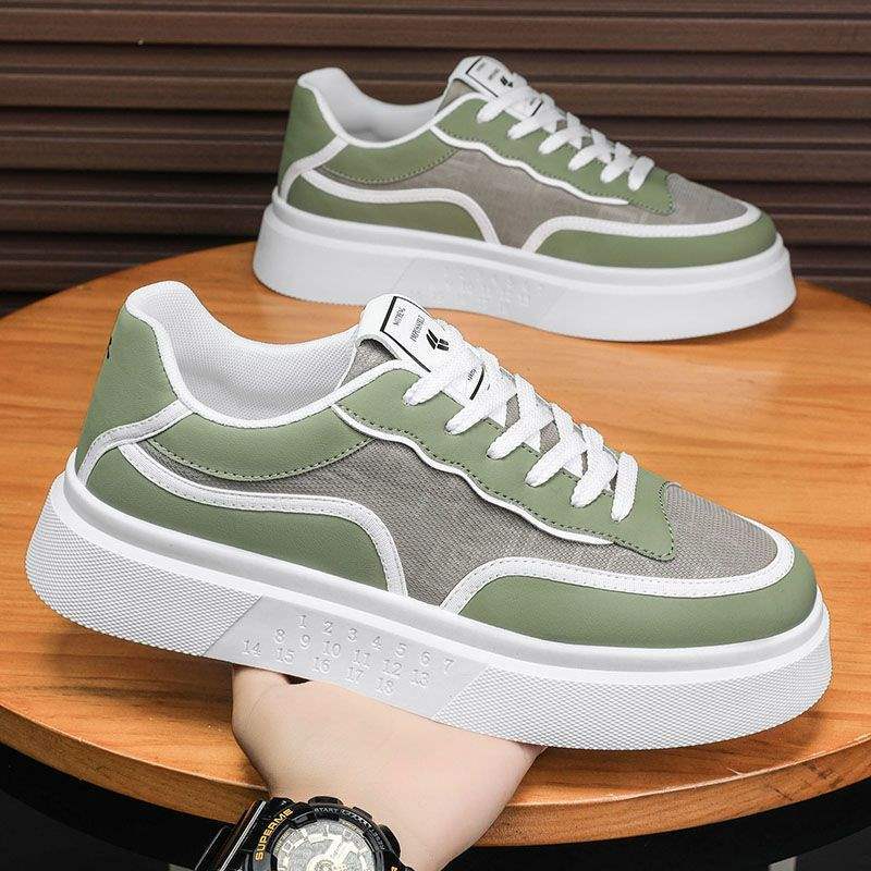 Men's White Sneakers Trendy Casual Shoes Summer Versatile New Breathable Height-Increasing Thick-Soled Sports Shoes HJ18807