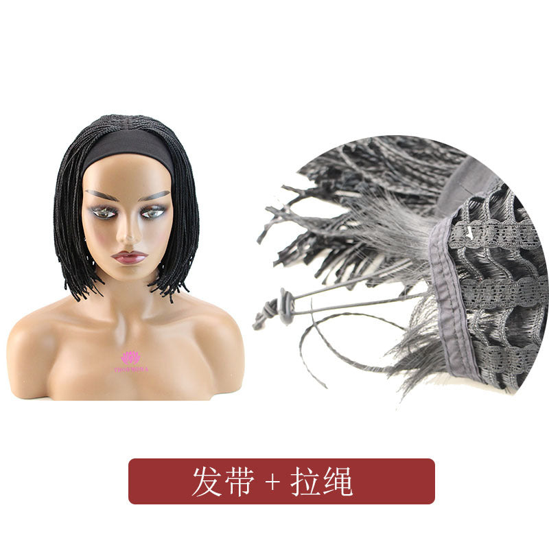 Factory In-Stock African Drawstring Braided Bob Wig Ice Silk Headband Bob headband Braid Wigs