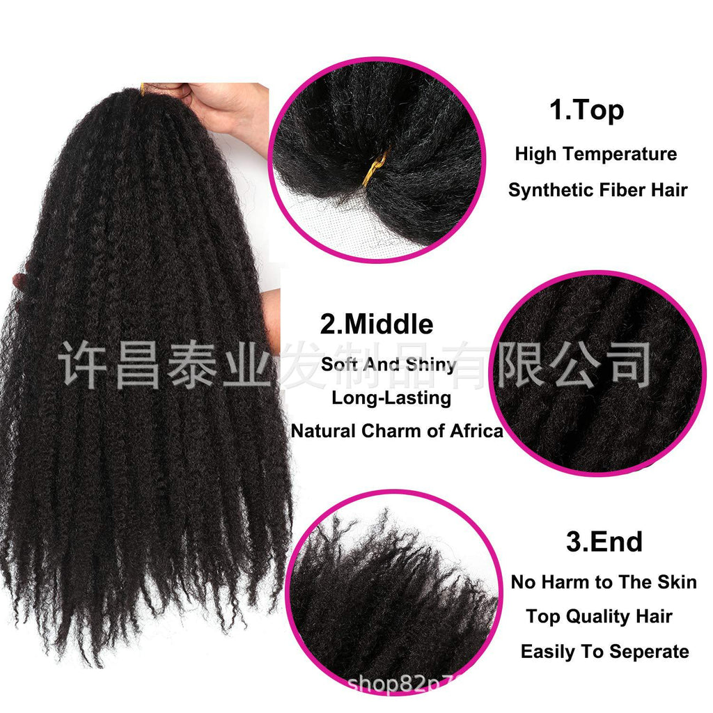 European American African Cross-Border Wig Dreadlocks Marley Braids Crochet Hair Afro Marley braids Big Caterpillar