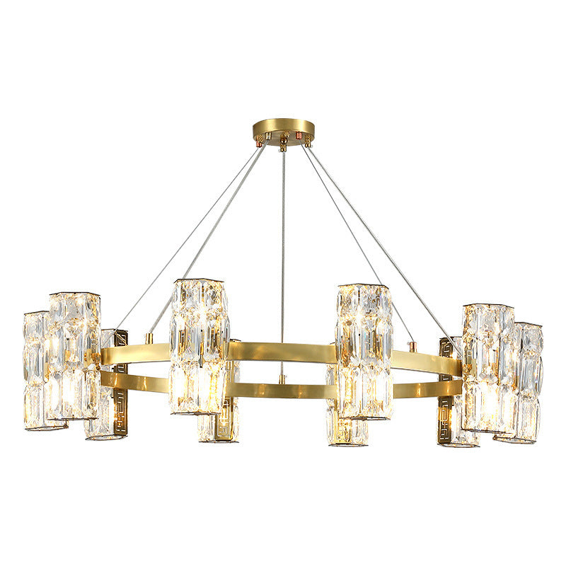 All-Copper Crystal Chandelier Post-Modern Minimalist Nordic Living Room Lamp Dining Room Chandelier Creative Bedroom Lamp Clothing Store Lighting