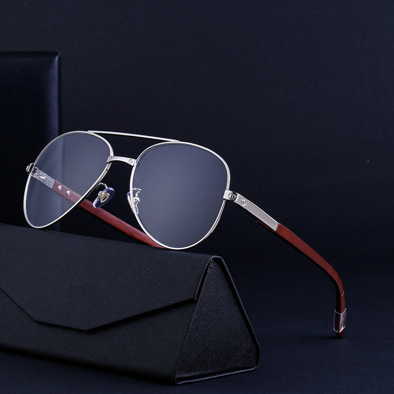 European and American Retro Wooden Leg Aviator Sunglasses for Men Wooden Driving Frog Sunglasses Wholesale