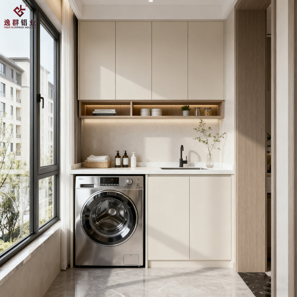 Balcony Washing Machine Integrated Cabinet Honeycomb Aluminum Custom Wash Basin Countertop Basin Combination Cabinet Balcony Storage Cabinet Hanging Cabinet Custom Made