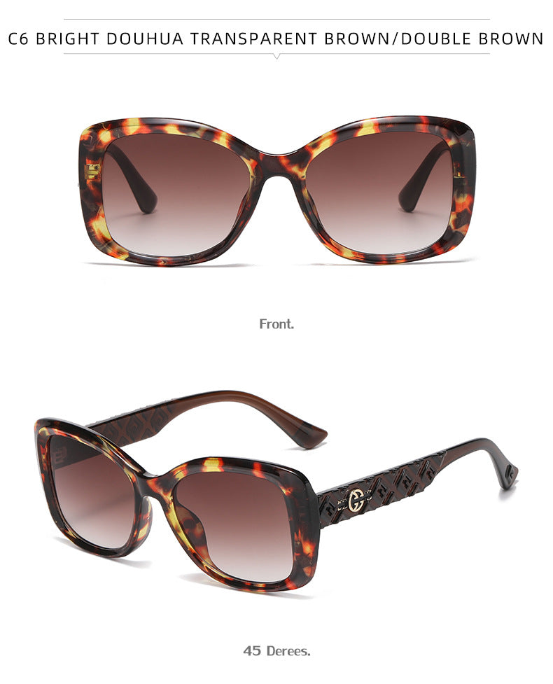 2025New European and American Fashion Large Frame Cat Eye Sunglasses for Women High-end Sun Protection Sunglasses for Women Trendy sunglasses