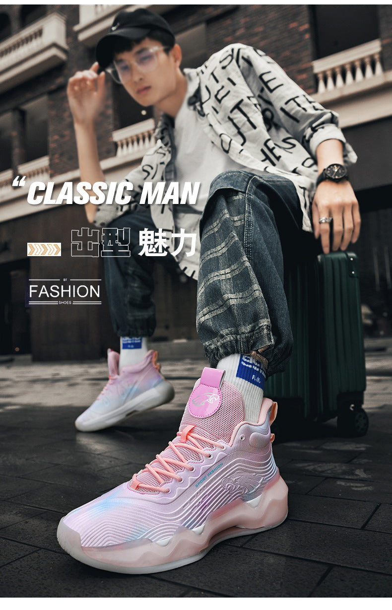 2025New Fashion Rubber Sole Sports Trendy Shoes for Teenagers, Personalized Professional High-Top Wear-Resistant Basketball Shoes