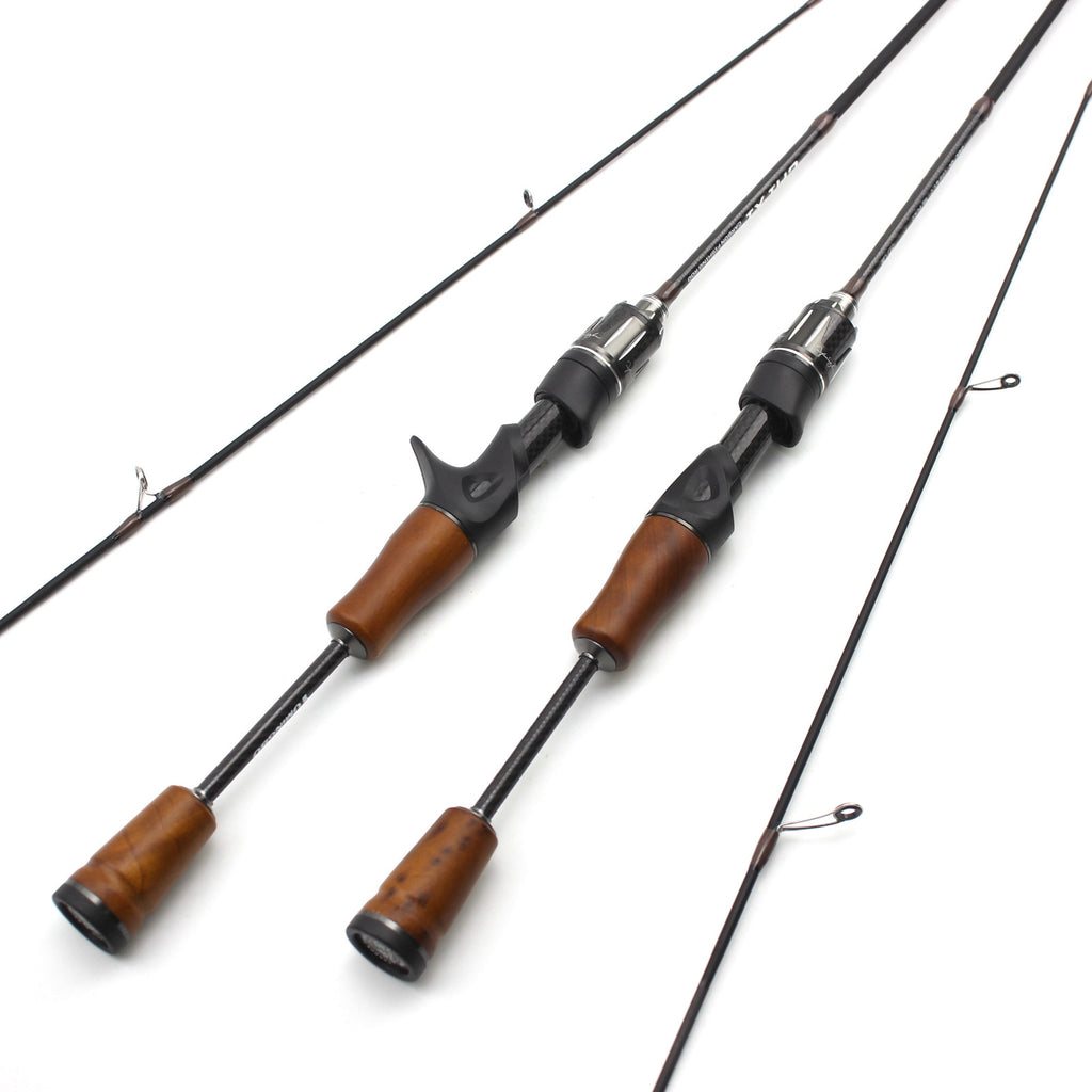 1.39Carbon Fiber UL High-end Lure Fishing Rod with Solid Wood Handle for Bass and Minnow, Straight Handle Gun Handle Rod