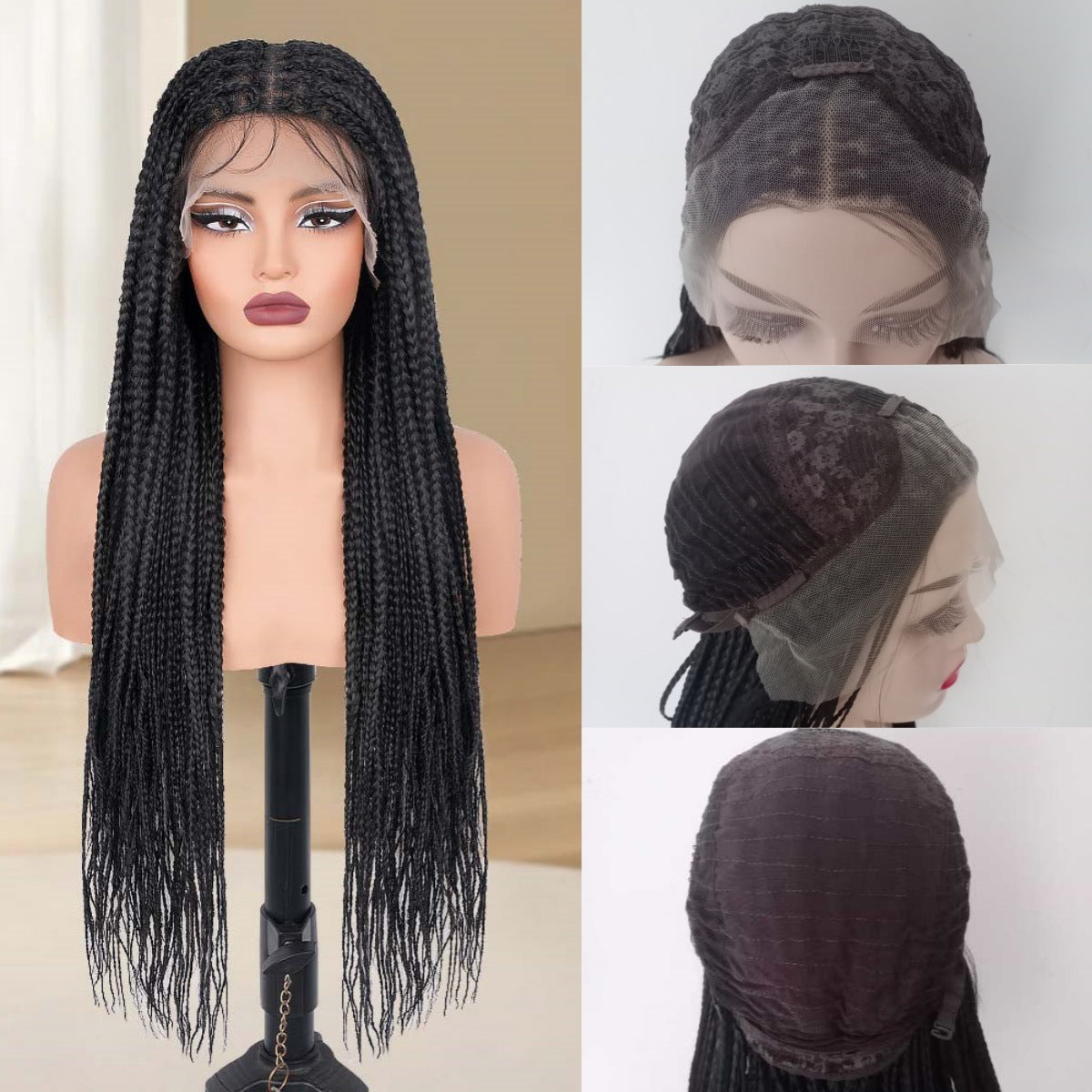 13x4 Front Lace Synthetic Wig Pre-Braided Dreadlocks Lace Front Long Braid Wig