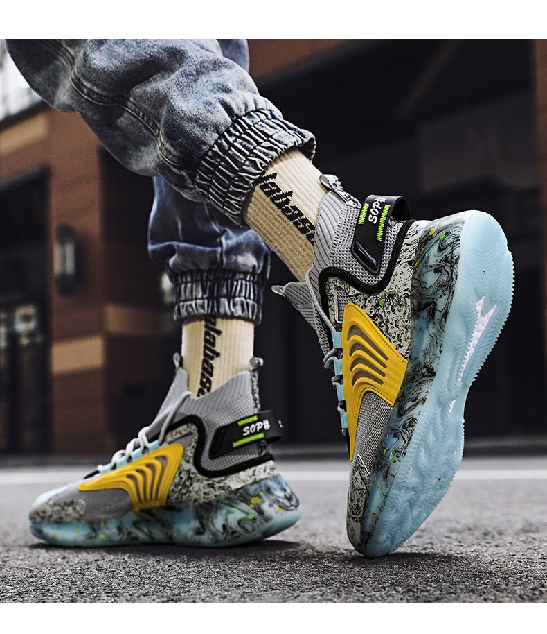 2025New National Fashion Casual Shoes Breathable Mesh Patchwork Men's Shoes Thick Sole Height Increasing Non-Slip Wear-Resistant Sports Shoes