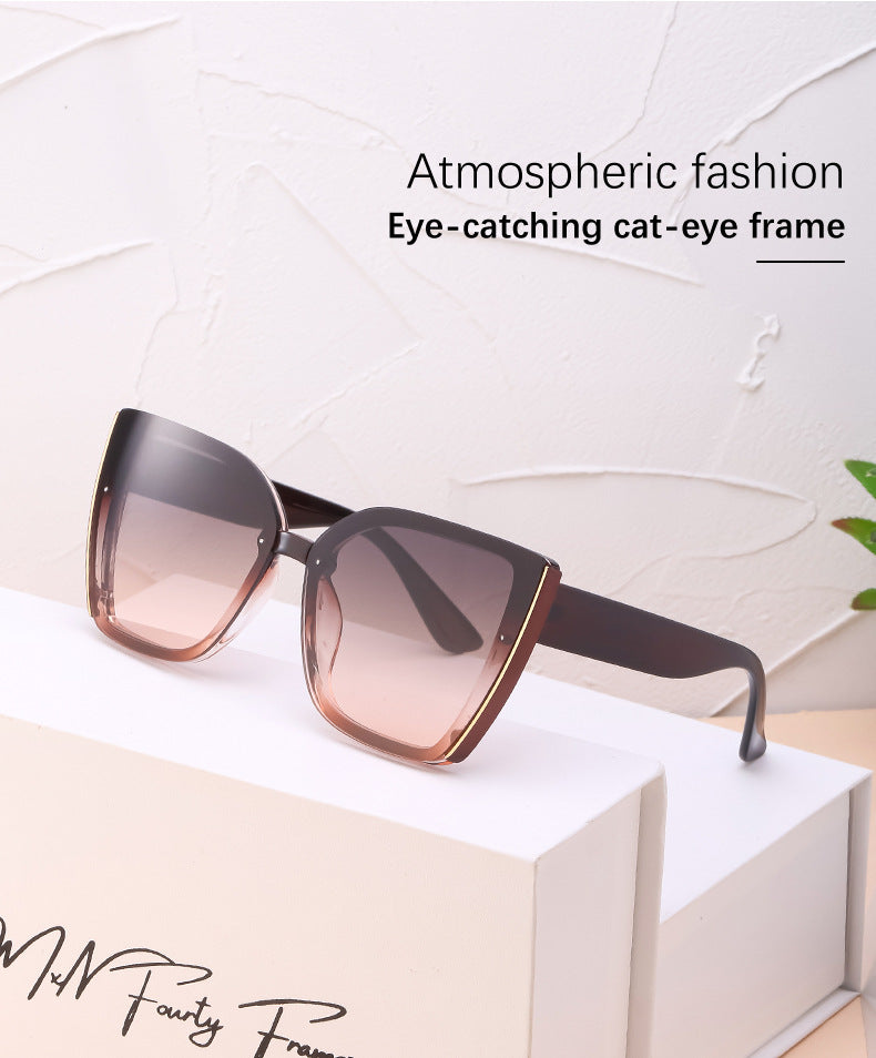 Internet Celebrity Cat Eye Large Frame Sunglasses for Women Fashion Trend UV Protection Sunglasses Korean Style Glasses sunglasses
