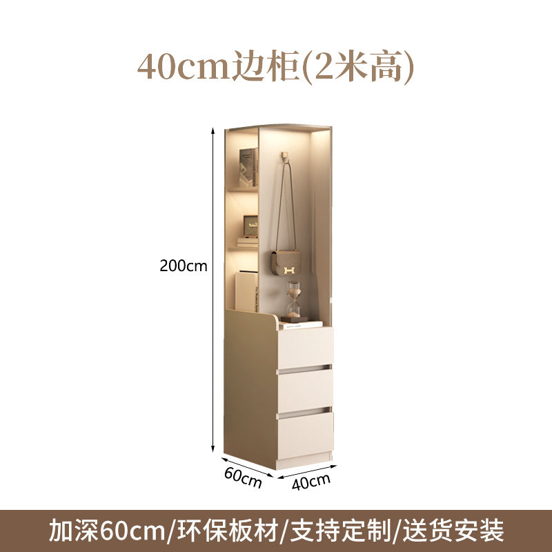 ENF Grade Solid Wood Wardrobe for Home Bedroom, No-Assembly Storage Cabinet, Cream Style Oak Segmented Custom Wardrobe