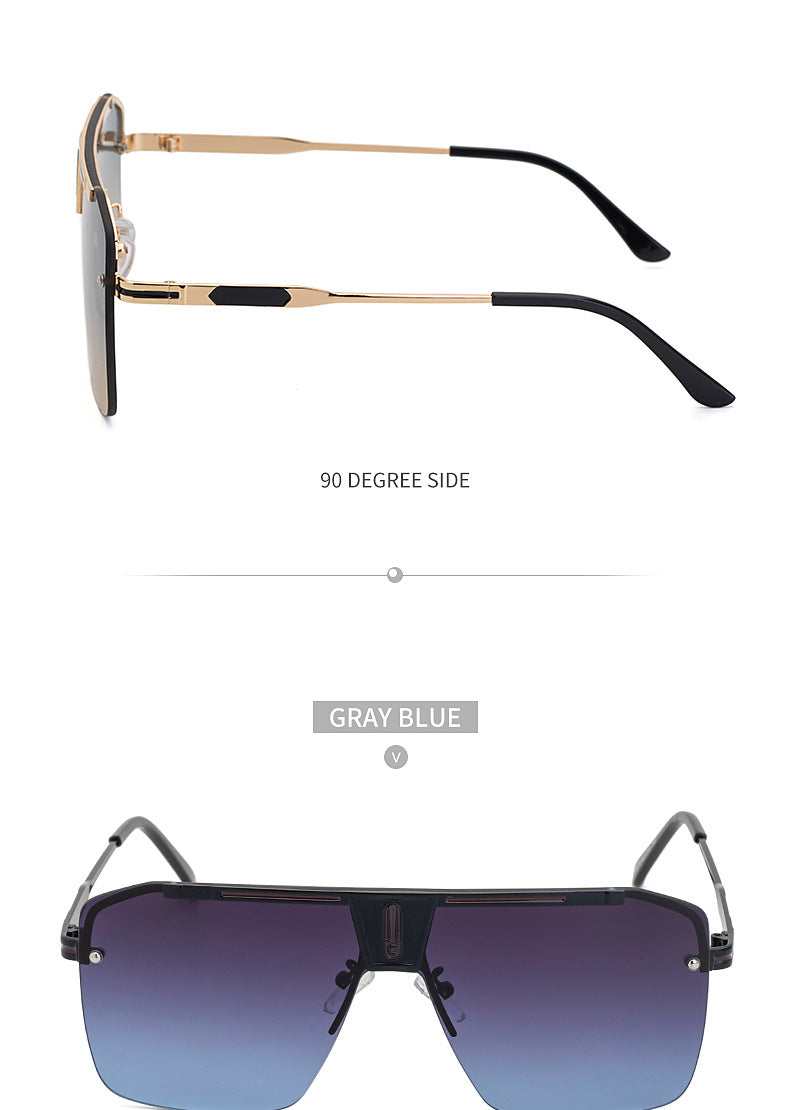 New Large Frame Sunglasses Men's Trendy Cool Fashion Street Style Square Frame Sunglasses Retro Rimless Glasses sunglasses