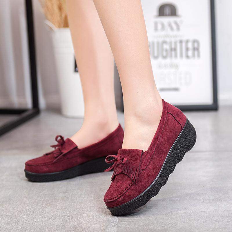 Spring and Autumn Old North Cloth Shoes Shallow Mouth Rocking Single Shoes Platform Thick Sole Loafers Wedge Women's Shoes Black Work Shoes41