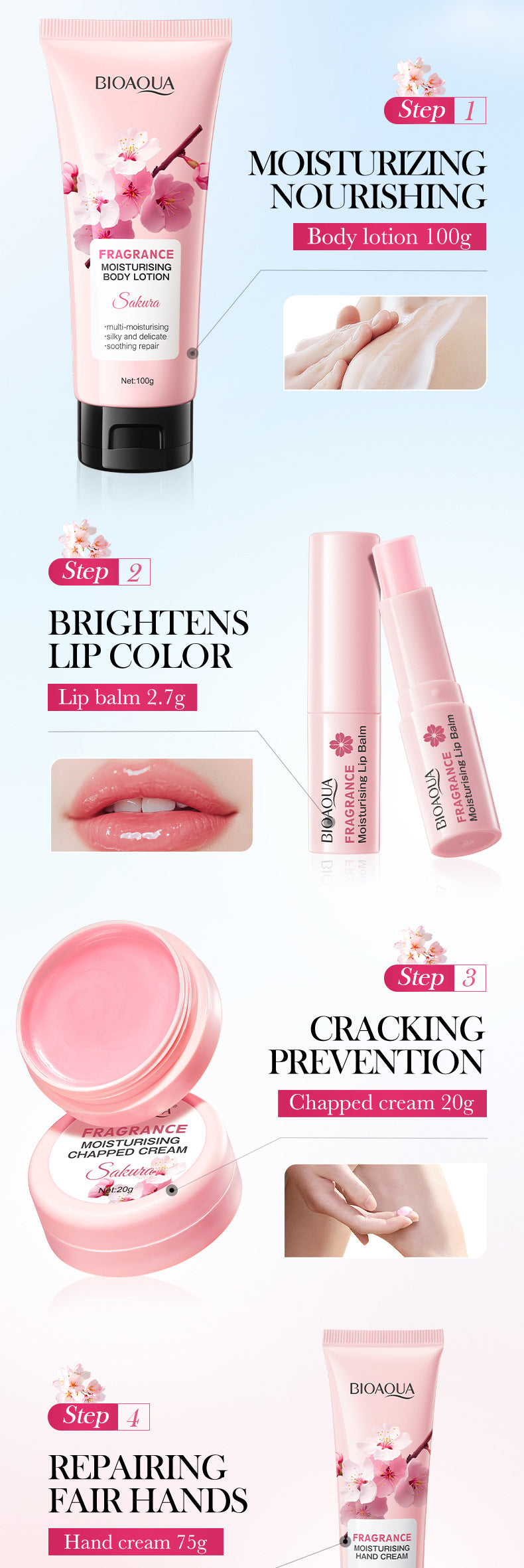 BIOAOUA Sakura Series Winter Moisturizing Luxurious Set Hydration Kit  Wholesale