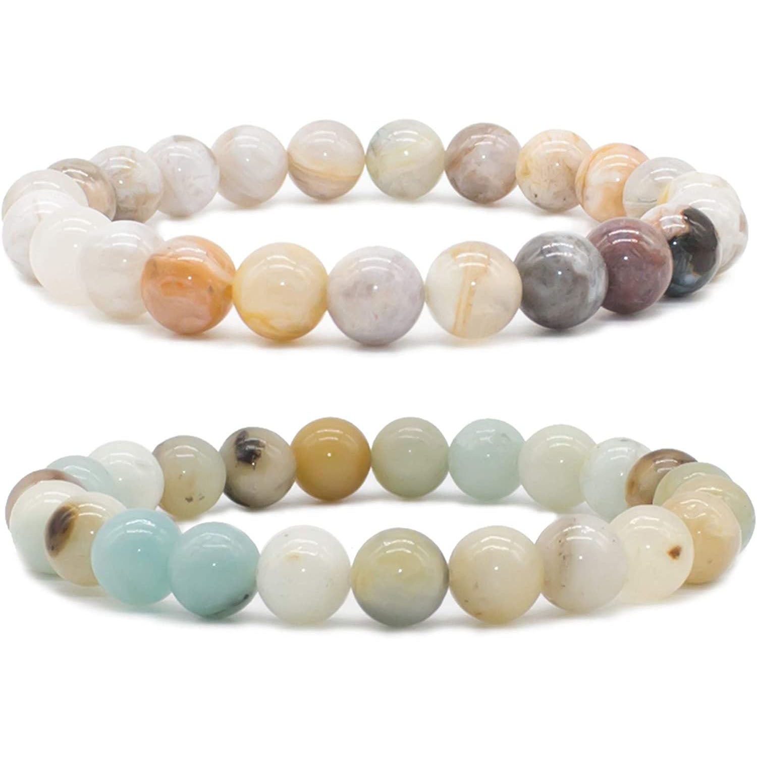 Women's Single Loop Bracelet Elastic Cord Jewelry Bamboo Leaf Agate Bracelet Natural Stone Bracelet