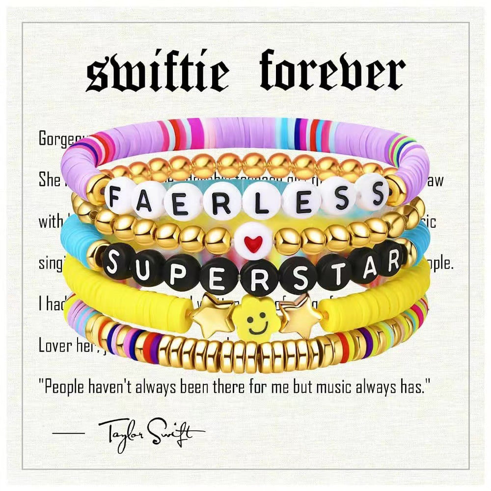 Taylor Music Jewelry Bracelet for Women Versatile High-End Bohemian Accessories SWIFTIE Alphabet Soft Clay Bracelet