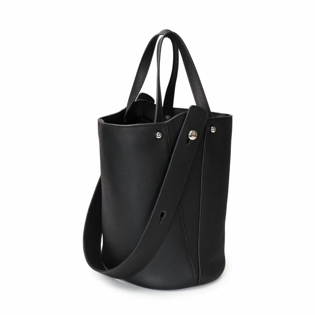 Guangzhou Genuine Leather Women's Bag Large Capacity Tote Bag Top Layer Cowhide Bucket Bag Handheld Shoulder Crossbody Bag Trendy