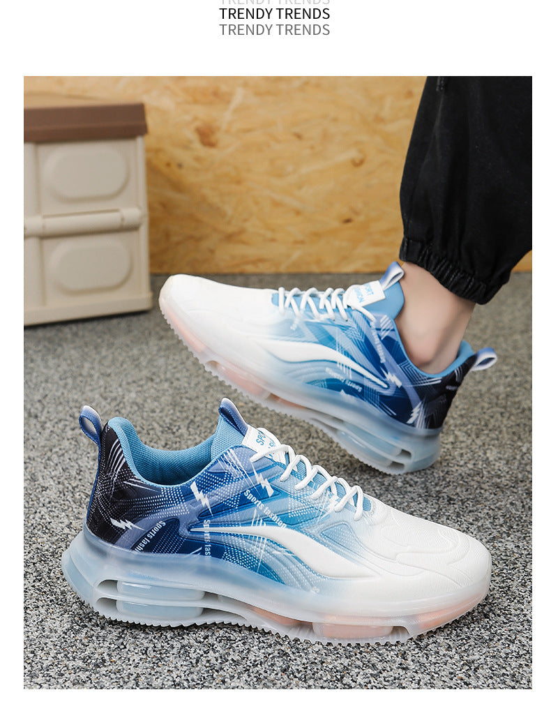 Men's Sports Shoes Spring and Autumn Ice Silk Hot Style Air Cushion Shock Absorption Trendy Men's Shoes Youth Running Shoes Student Casual Running Shoes