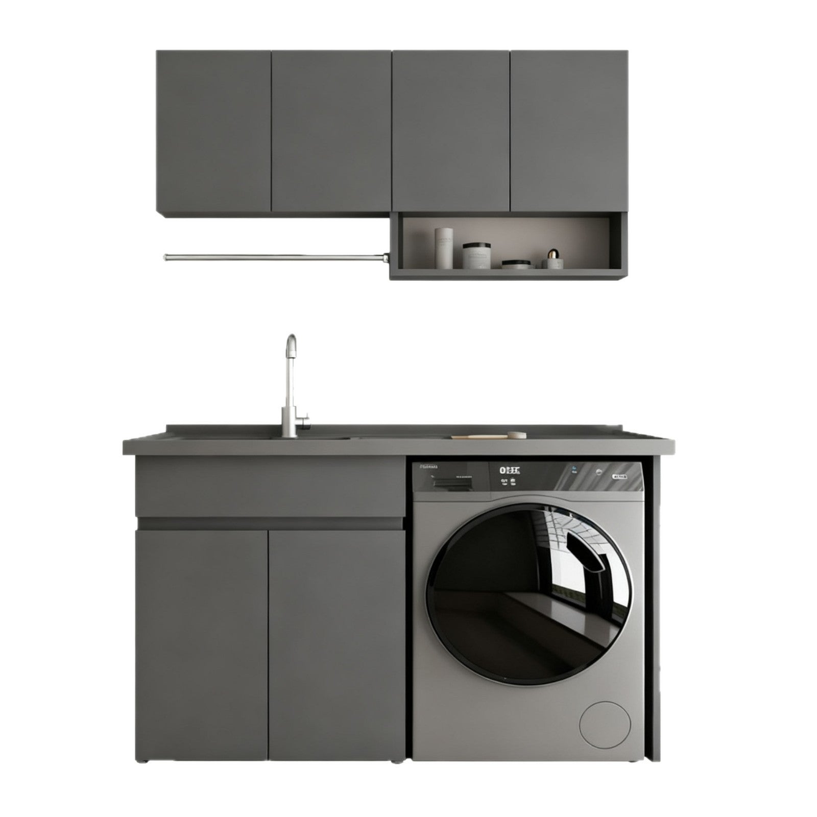 Custom Honeycomb Aluminum Balcony Laundry Combo Integrated Counter Basin Laundry Sink with Washboard Bathroom Corner Cutting Factory Direct