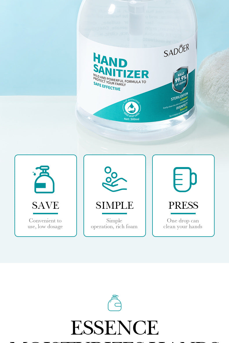 All English Hand Sanitizer500ml SADOER Foam Deep Cleansing Large Capacity  Foreign Trade Wholesale