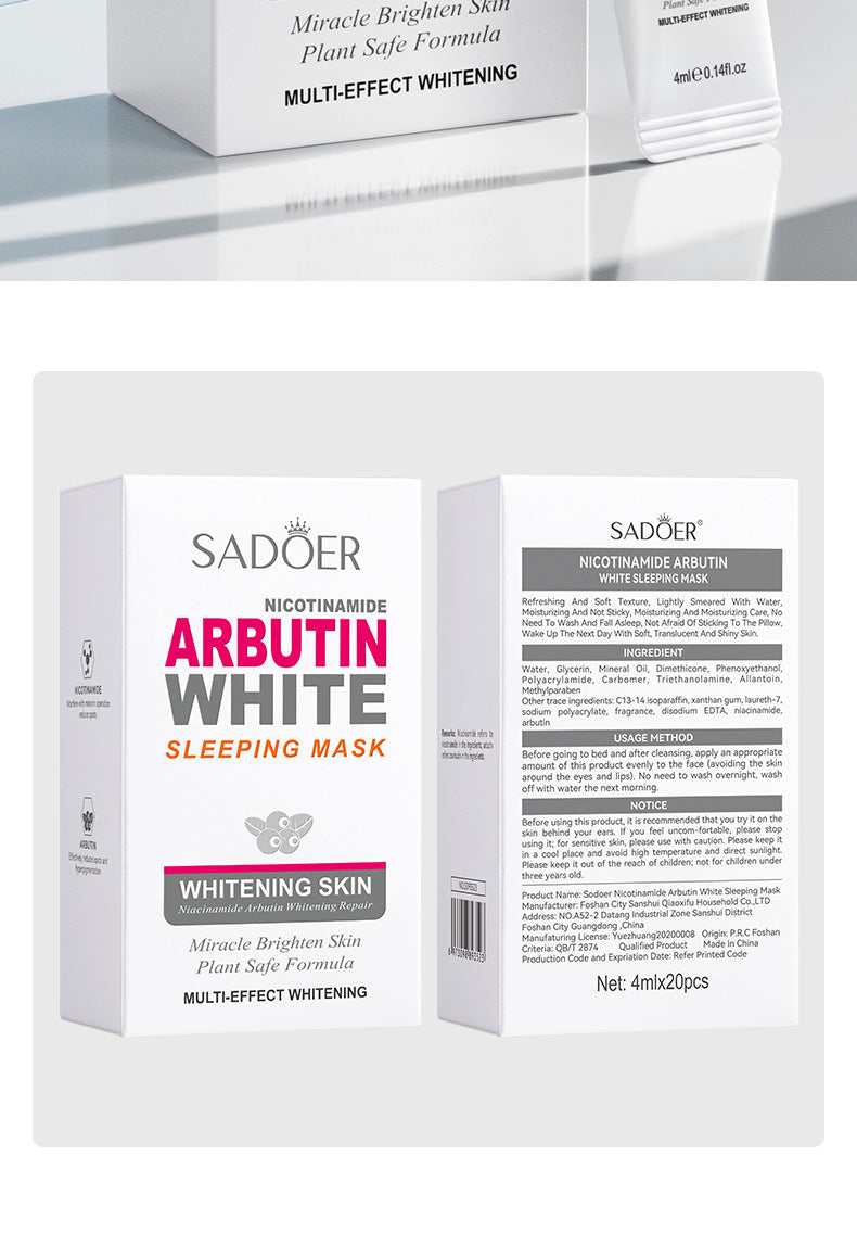 All English Good Night Cooling Mask SADOER Vitamin C Aloe Vera Sleeping Mask No-Rinse  Foreign Trade Live Wholesale