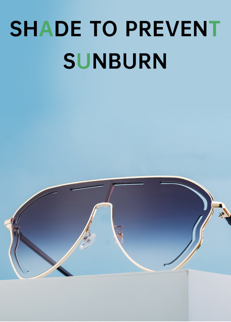 European and American Fashion Large Frame Sunglasses for Women, High-End Unique One-Piece Sunglasses, Trendy Wholesale sunglasses