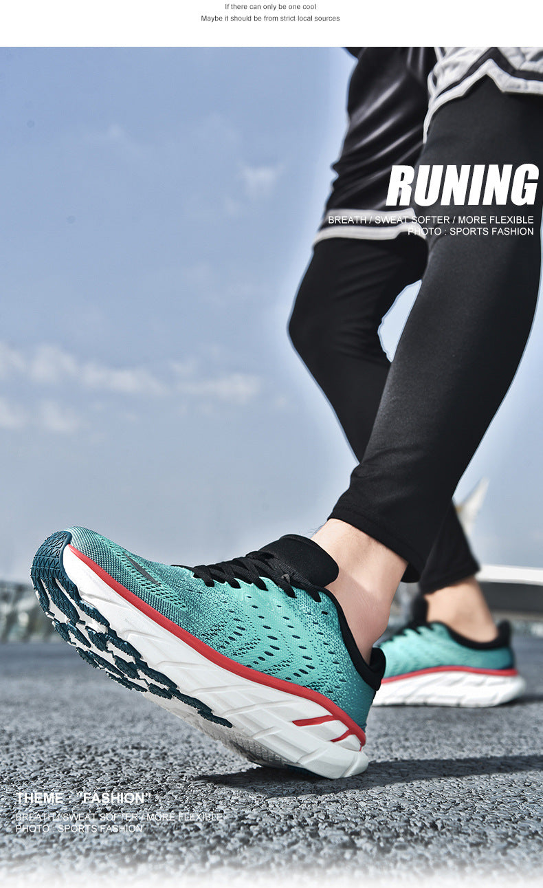 HK Jacquard Mesh Breathable Outdoor Casual Shoes Men's Anti-Slip Soft Sole Lightweight Sports Running Shoes