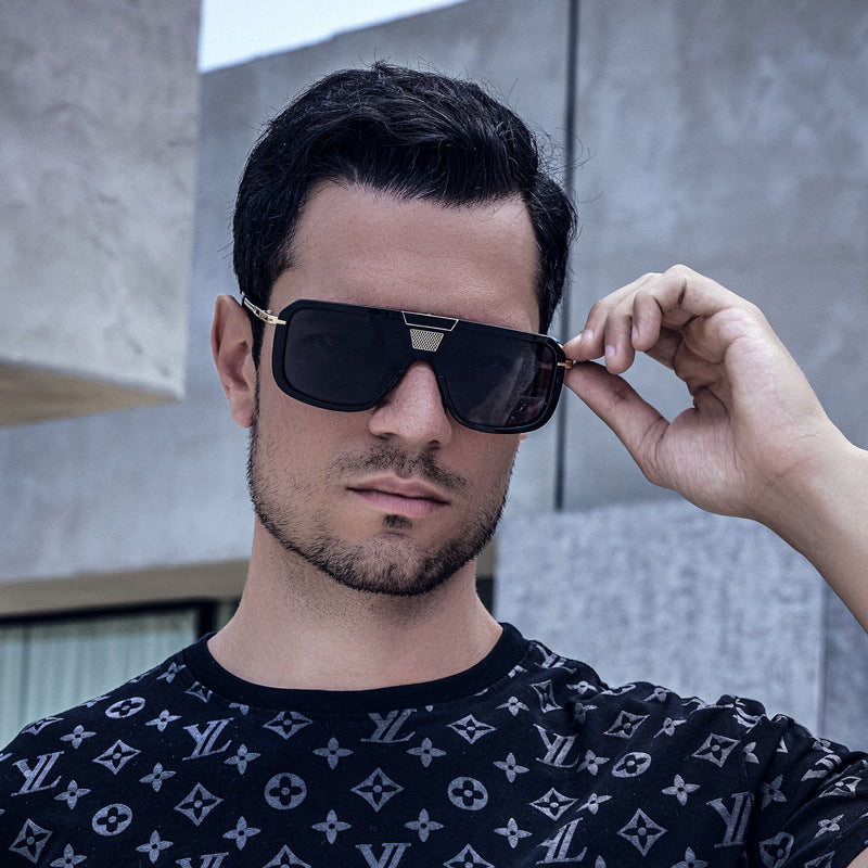 New Retro Square Frame Sunglasses for Men, European and American Style Large Frame Sunglasses for Women, Trendy Wholesale Sun Protection Sunglasses