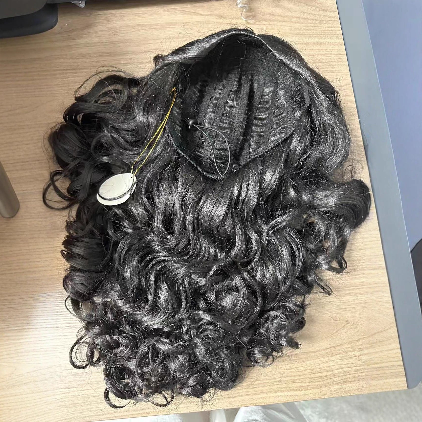 Africa Afro curly wig Synthetic Half Wig with Drawstring Full Machine-Made Glueless Wig