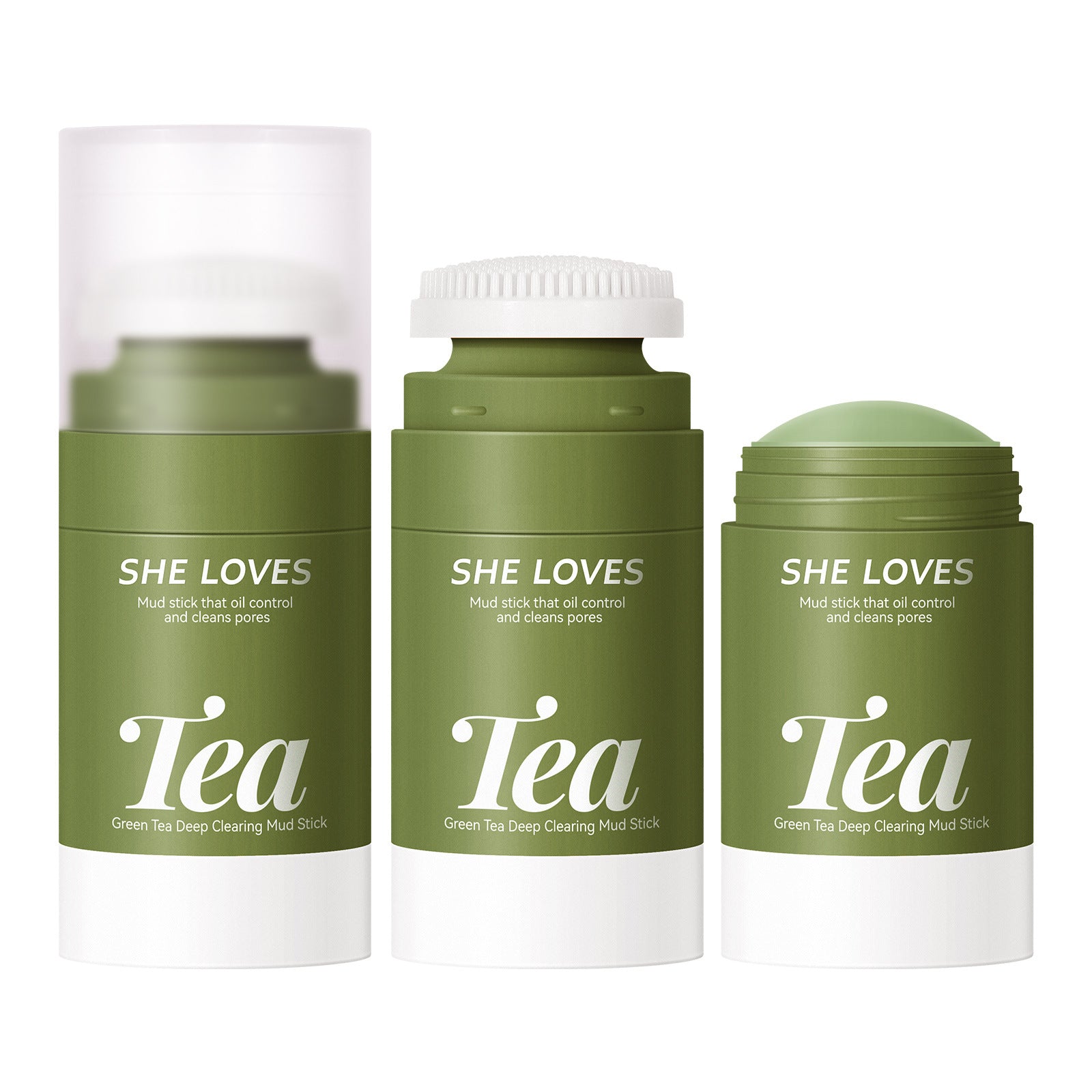 Exclusive Supply green tea Mud Mask Stick Green Tea Oil Control Deep Cleansing Blackhead Removal with Brush Head Mask Mud