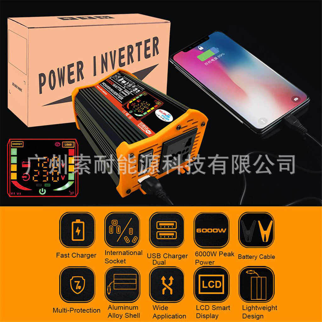 Export Car Inverter500W 12V Turn110V/220V Intelligent Digital Display Double USB inverter