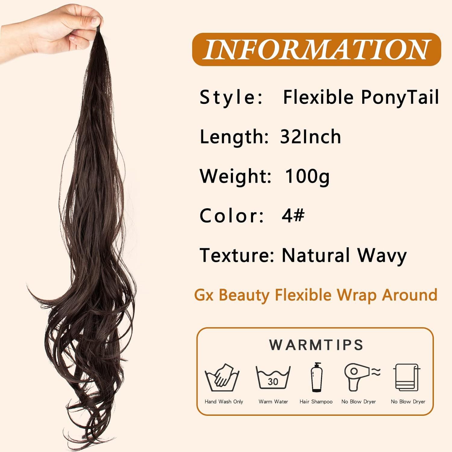 32Inch European and American Style Wig Ponytail for Women Wrap-around Ponytail Magic Wand Ponytail Wand Hair Ponytail