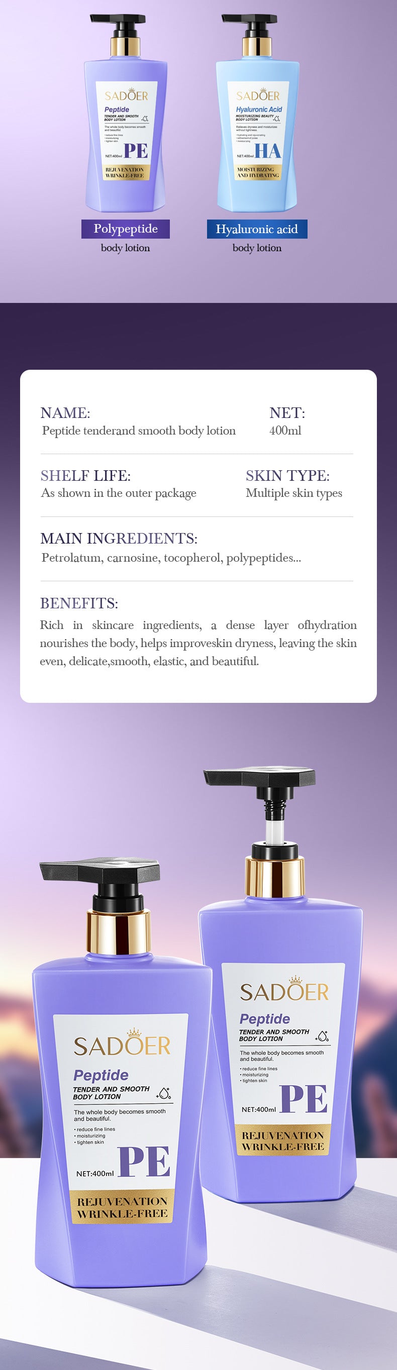 All English Vitamins C Translucent Body Lotion SADOER Moisturizing Body Lotion  Wholesale