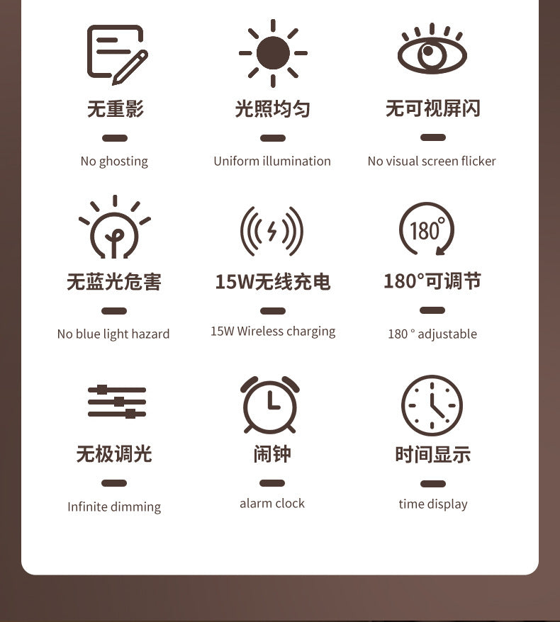 Hot-selling Smart Wireless Charging Desk Lamp Reading Foldable Multi-functional Creative Desk Lamp Student-specific Eye Protection Desk Lamp