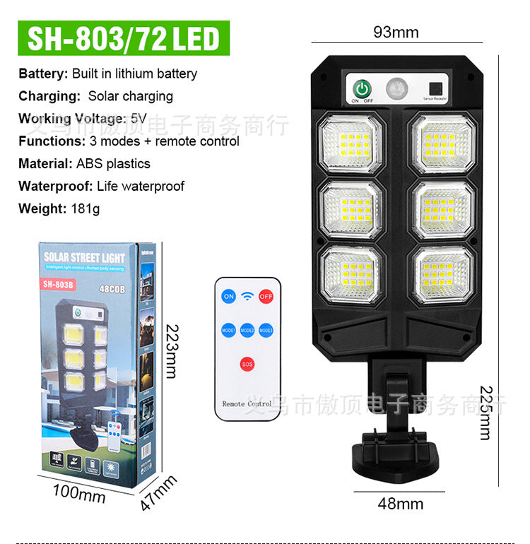 New Solar Wall Light Outdoor Human Body Sensing Street Light Waterproof Garden LED Garden Landscape Light Remote Control